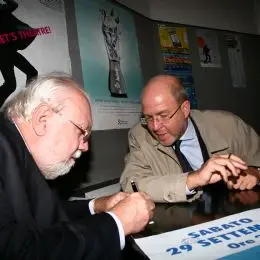 Massimo Gramellini con il presidente Quaglieni nell'edizione 2012